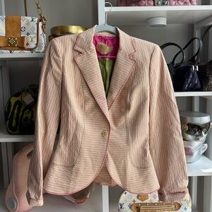 Etro Pink and Green Striped Blazer
